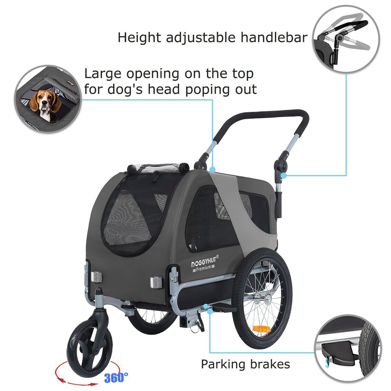Remorques: DOGGYHUT Premium MEDIUM 2in1 Grau – Neuf avec emballage d'origine à Bottighofen par zaap 2