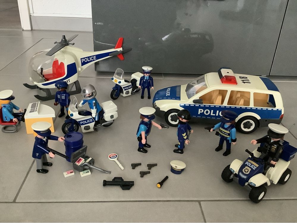 Teorema Polizei Playset – Mit Auto, Hubschrauber & 2 Figuren, Spielzeug Für Kinder