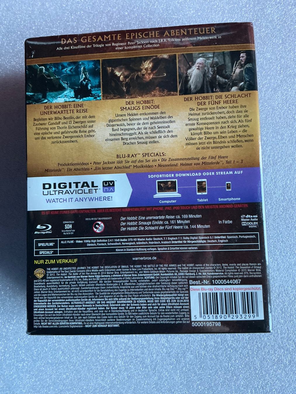 Tutti i DVDs: Der Hobbit -Trilogie, Blu-ray Neu und noch eingeschweisst – Nuovo e nell'imballaggio originale da Altnau venduto da mar_kfk2 2