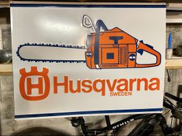Geprägres Husqvarna Motorsäge Werbetafel Original