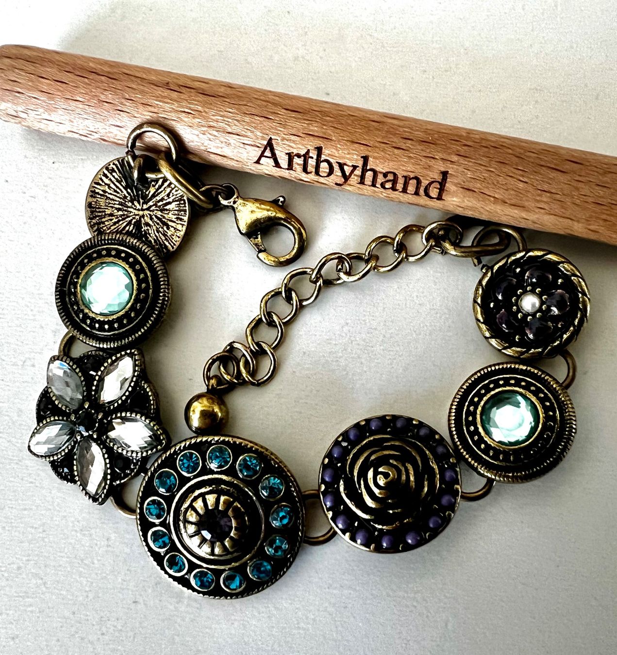 Bracciali & Braccialetti: COOLES GLITZER ARMBAND AUS MESSING – Usato da Ruswil venduto da artbyhand 7
