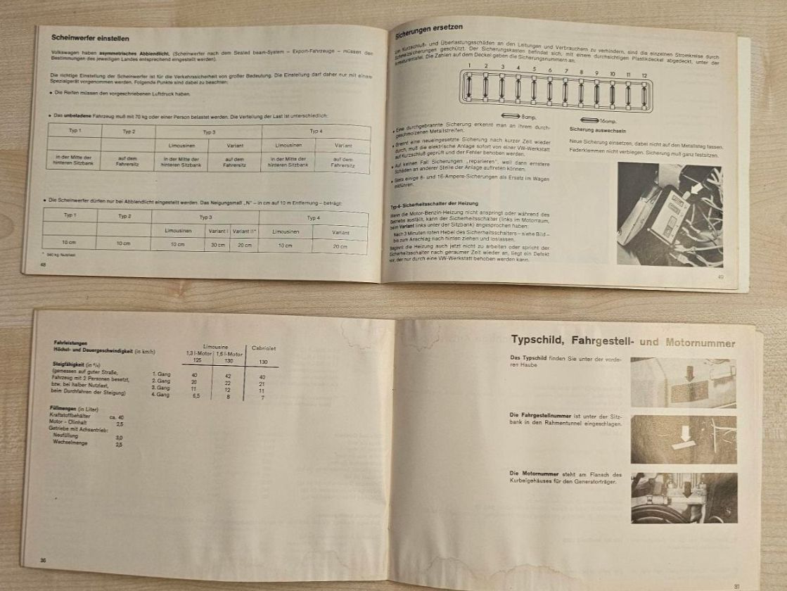 VW Dokumente: VW Käfer 1303 Betriebsanleitung, August 1972 – Gebraucht aus Reinach AG von 911356 3