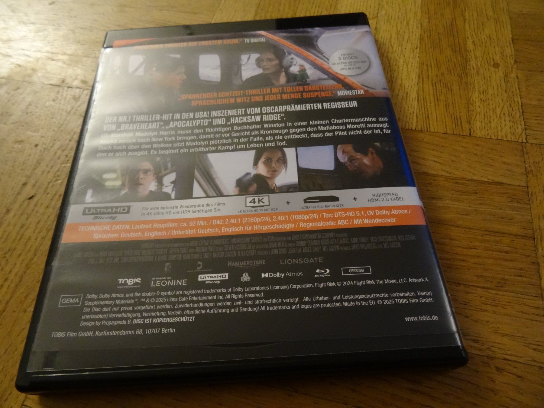 Tutti i DVDs: Flight Risk 4K Ultra HD Blu-ray – Usato da Olten venduto da Disc-Verkauf 2