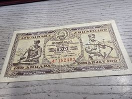 100 Dinara Jugoslawien 1946 guter Zustand