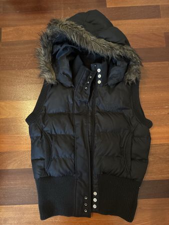 Adidas Weste/Gilet mit Fell Kapuze in schwarz