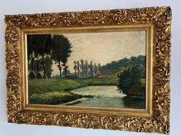Antik Gemälde Öl a. Lwd. unleserlich signiert  72x50cm
