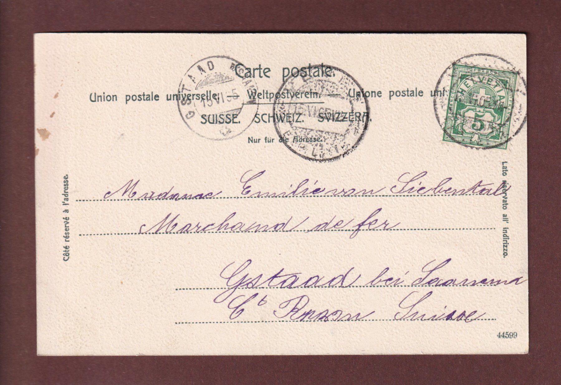 Cartes postales: BARQUE DU LEMAN - Clair de lune - 1905 – D'occasion à Pully par nicecards-shop 1