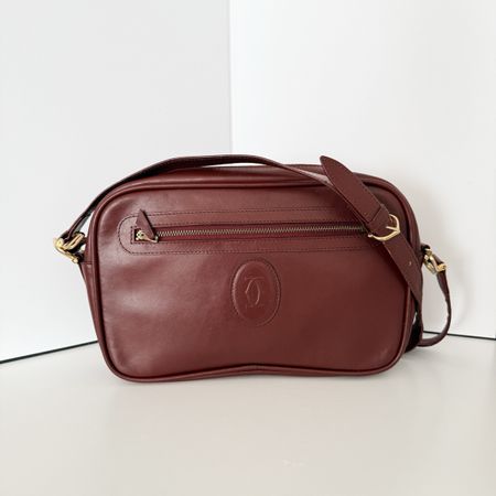 Vintage Cartier Burgundy Leather Shoulder Bag 