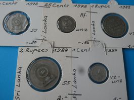 Sri Lanka, Konvolut alte Münzen 1978-94 meist unzirkuliert
