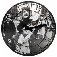 Kiss me in NY Uhr Wanduhr Grau Plastik