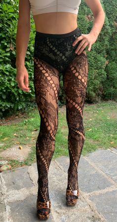 Chic Collant neri lavorati,-1size-unisex-nuovo stile