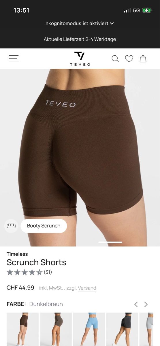Teveo Leggings: Teveo Timeless scrunch short S – Nuovo (secondo la descrizione) da Hägglingen venduto da _Mel4nie_