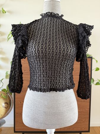 Elegant Gothic Black Lace blouse’s in size S