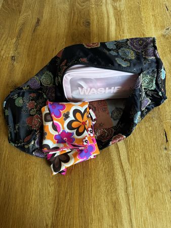 3-teiliges Strand- & Ferien-Set: Tasche, Waschtasche, Sarong
