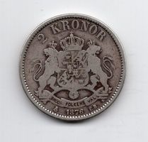 (417) Schweden, 2 Kronen 1876, ss, Silber