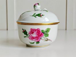 MEISSEN – Zuckerdose Rote Rose, 1. Wahl, nach 1934