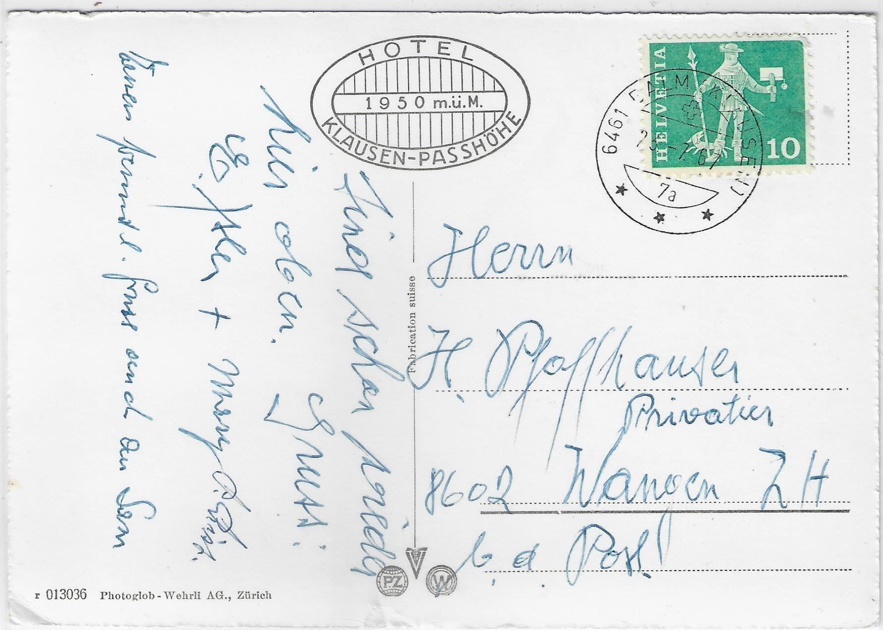 Cartes postales: Klausenstrasse mit Claridenstock – Antique à Ettingen par Kartenplanet 1