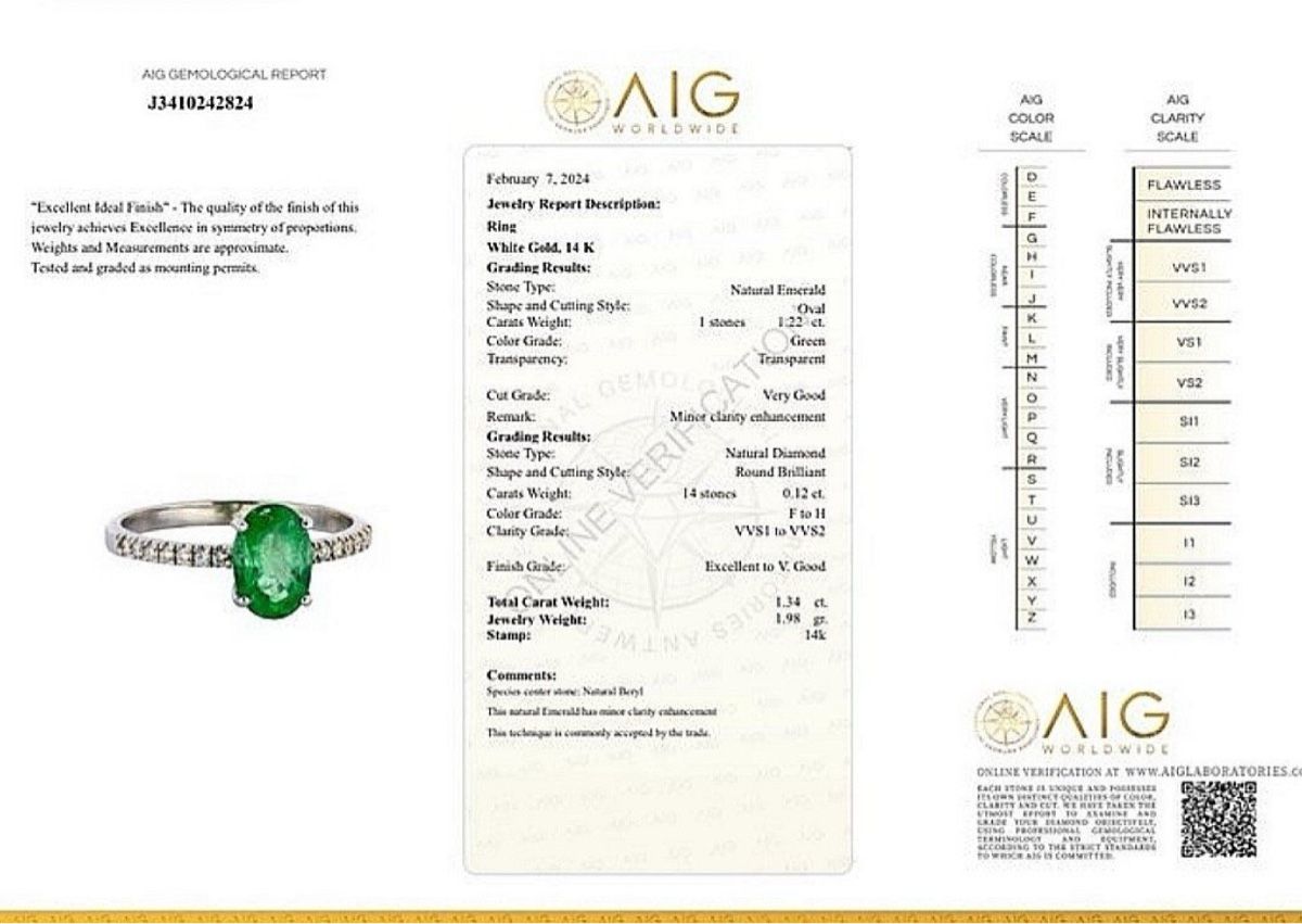 Anelli: 1.34tcw Smaragd Ring 14k Weissgold – Nuovo e nell'imballaggio originale da Untersiggenthal venduto da TimeandShine 4