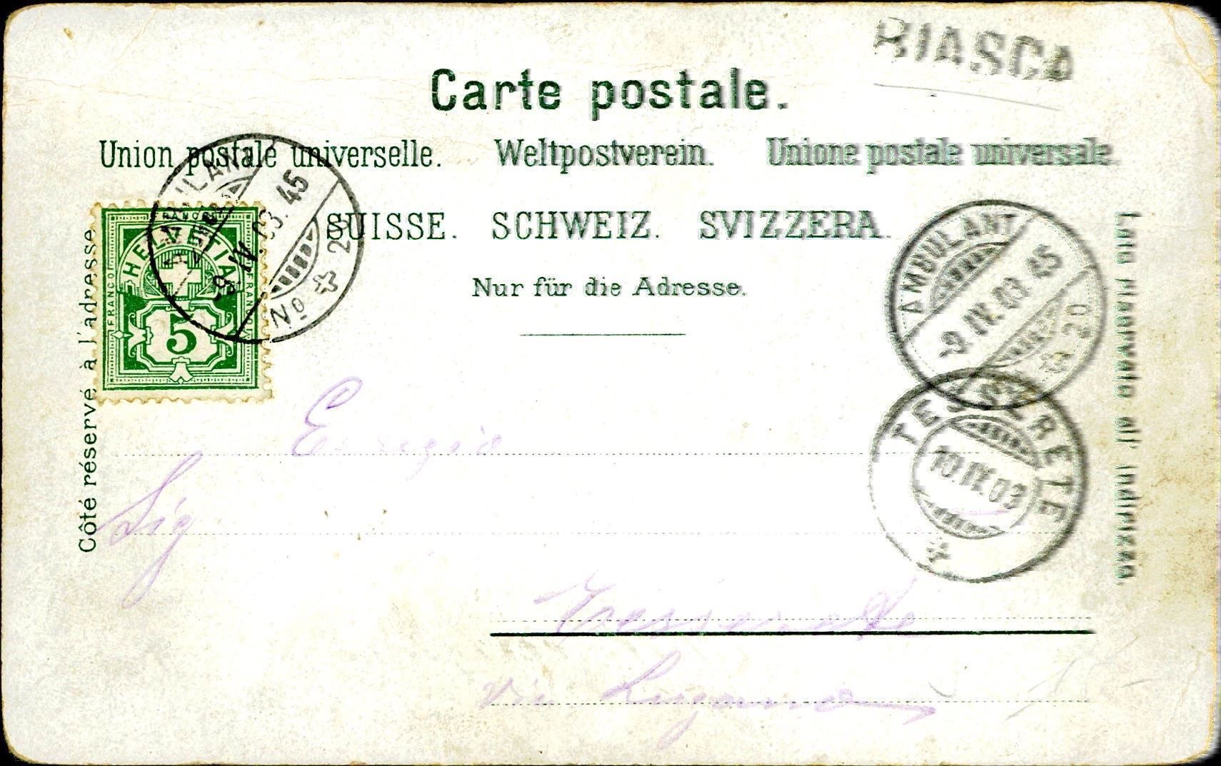 Cartoline postali: Bellinzona – Usato da Biasca venduto da Blenio71 1