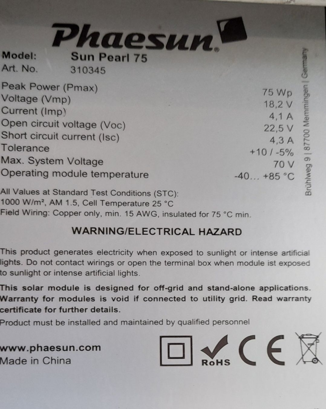 Dispositivi a energia solare: 12V Solaranlage – Usato da Mühleberg venduto da Gleis17 4