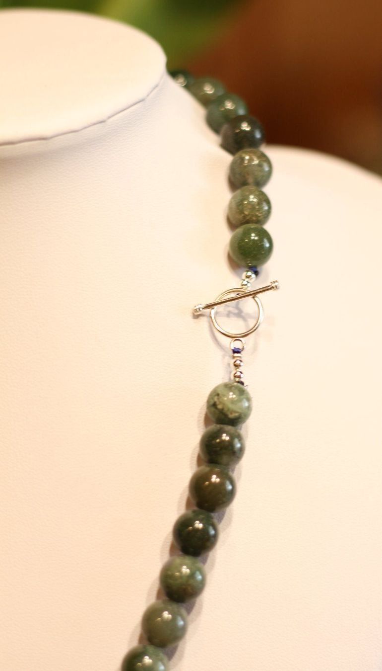 Ketten: Neu:Moosachat Kugel Kette Collier – Neu (gemäss Beschreibung) aus Matten b. Interl von EdelsteineInterlaken 1