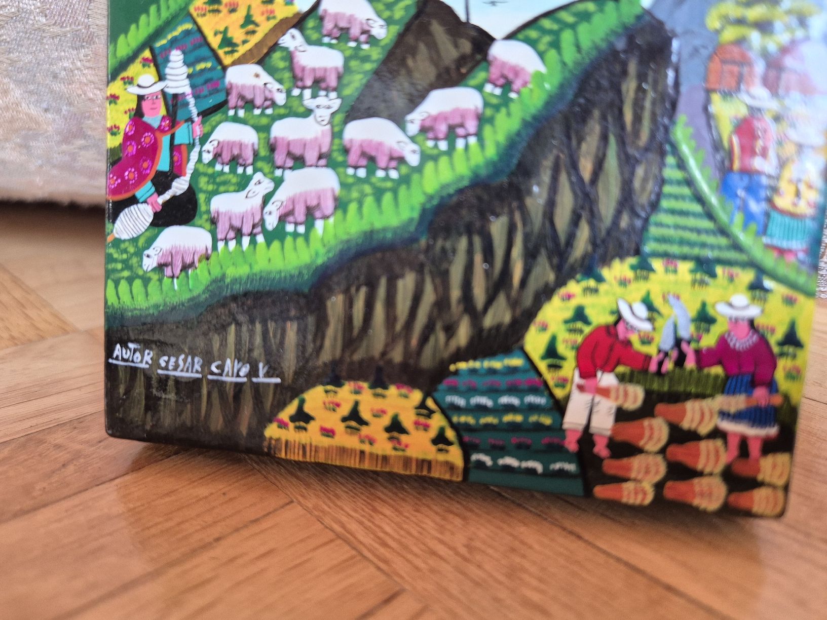 Tableaux: Tableau art Tigua, signé Cesar Cayo – D'occasion à Farvagny-le-Grand par Grapeful88 2