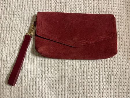 Clutch Tasche Wildleder dunkelrot gebraucht Zustand gut