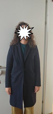 Manteau long Comptoir des Cotonniers bleu marine laine