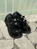 Schuhe Lackschuh Klettverschluss schwarz EUR 34