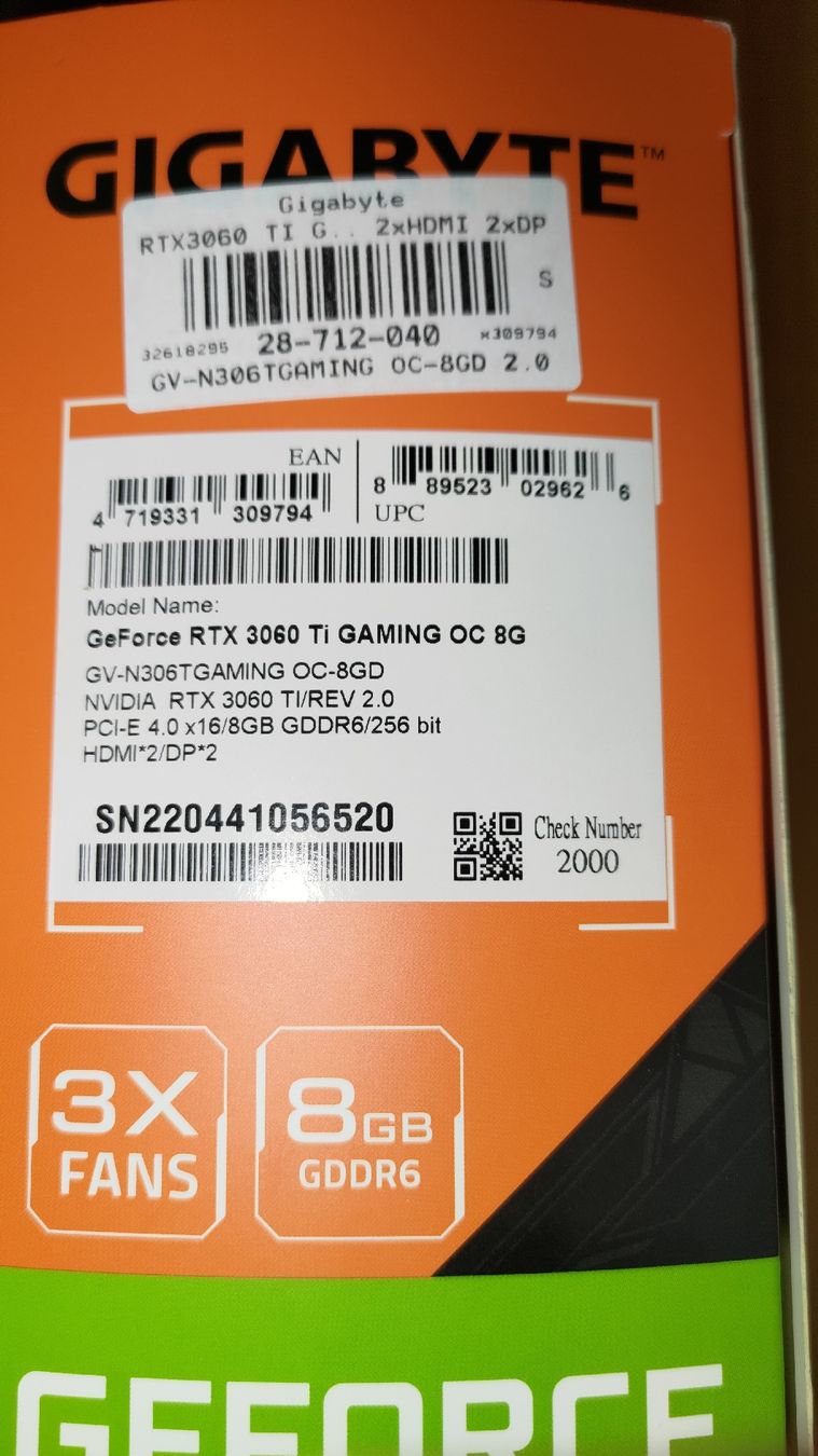 Gigabyte Schede grafiche: Gigabyte rtx 3060 TI OC 8Gb – Nuovo (secondo la descrizione) da Bern venduto da fuchur08 1