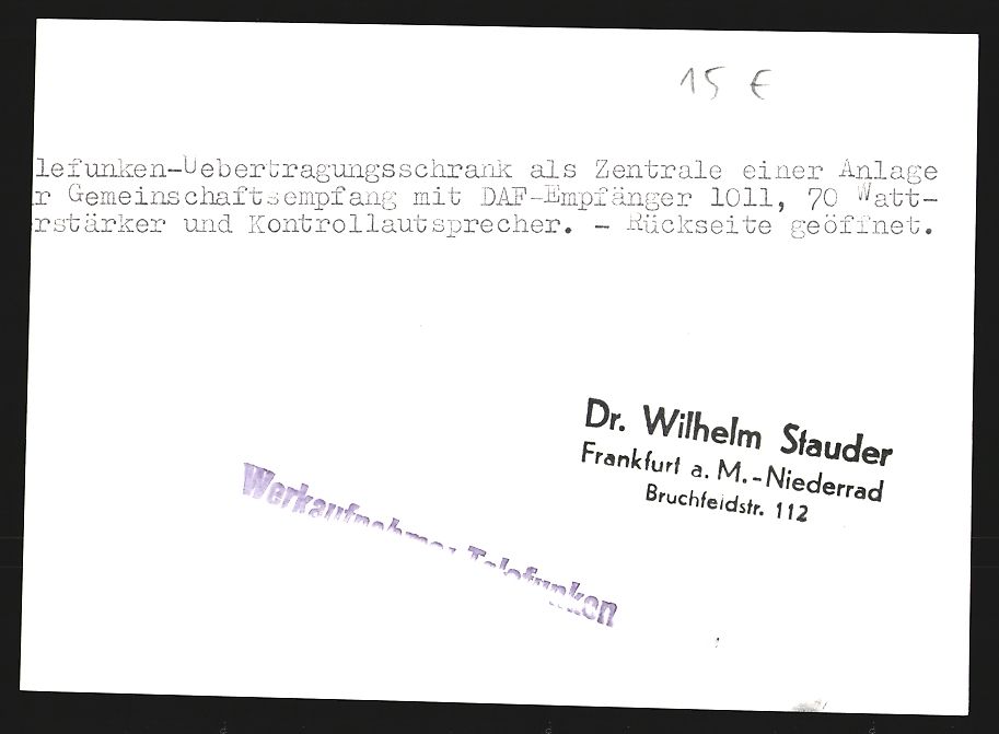 Fotografie & Manifesti: Fotografie Dr. Wilhelm Stauder, Frankfur – Usato da Berlin venduto da bartko-reher 1