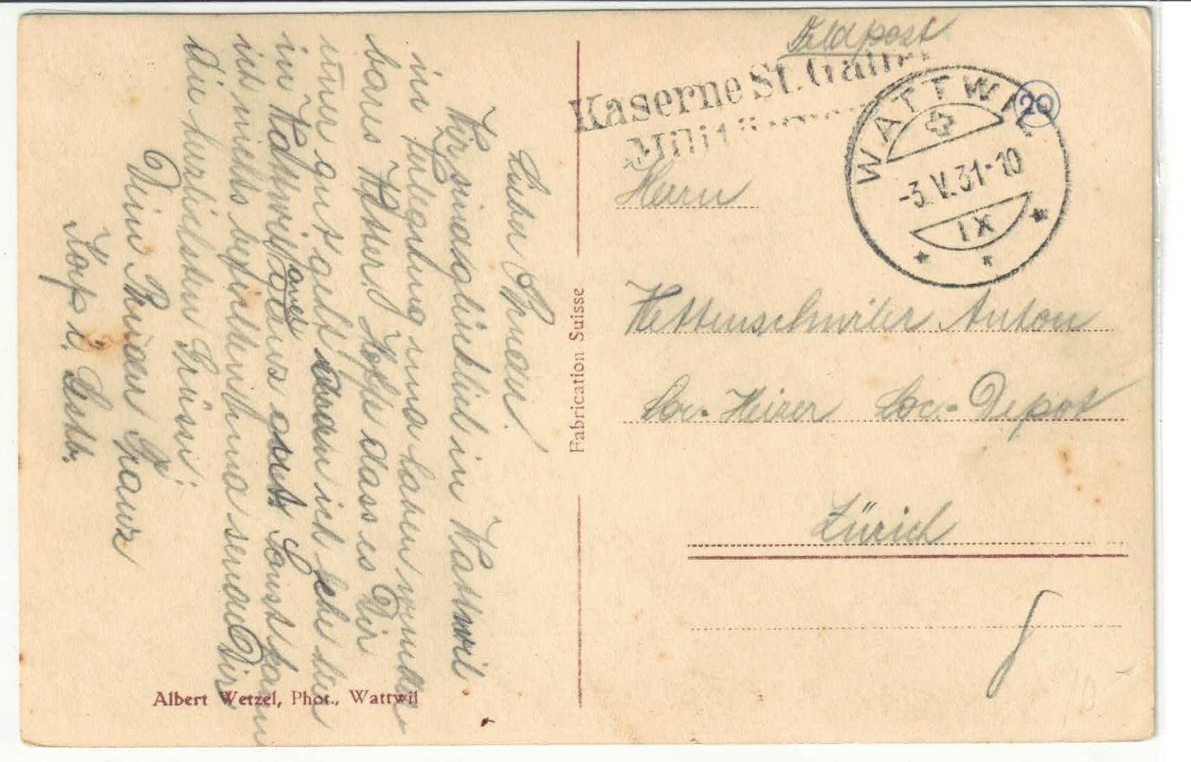 Cartoline postali: Wattwil - Generalansicht – Usato da Ettingen venduto da Kartenplanet 1