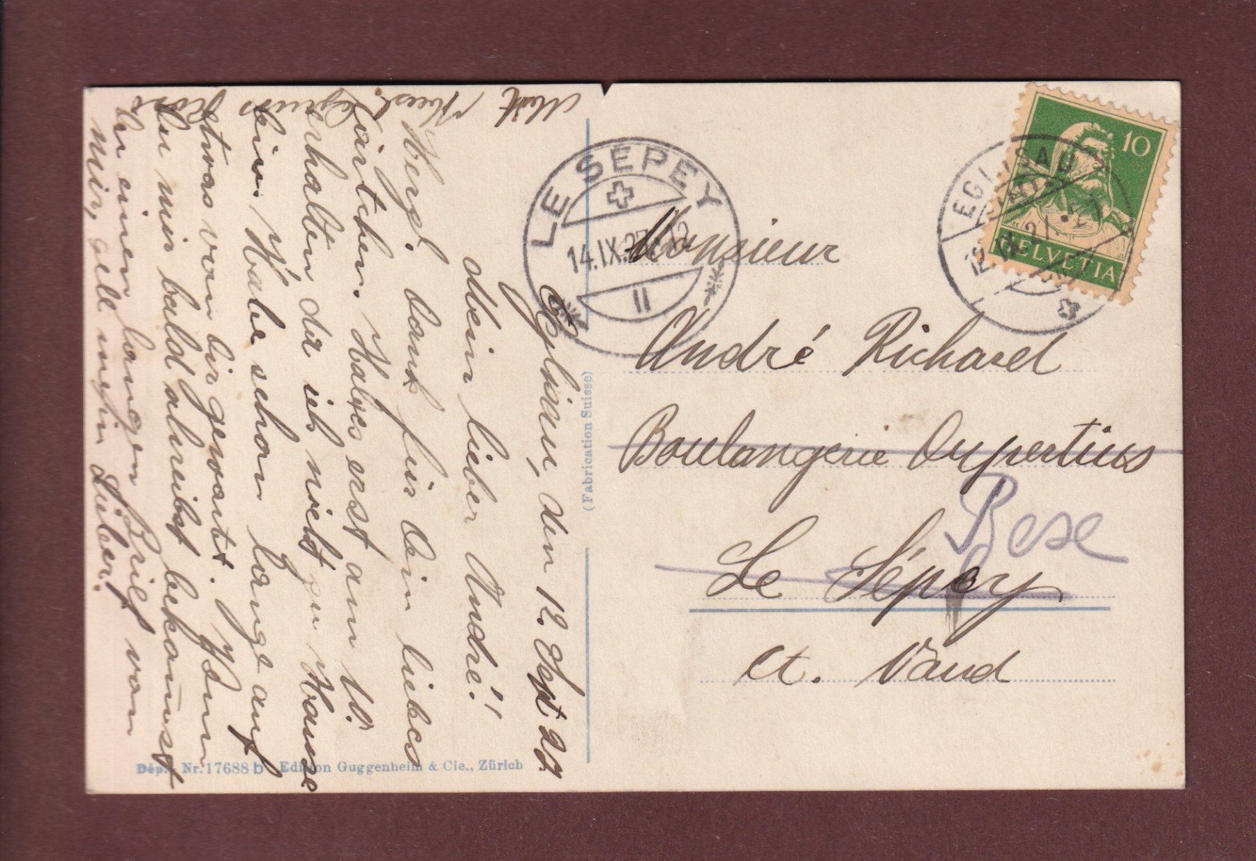 Ansichtskarten: EGLISAU - Teilansicht - 1927 – Gebraucht aus Pully von nicecards-shop 1