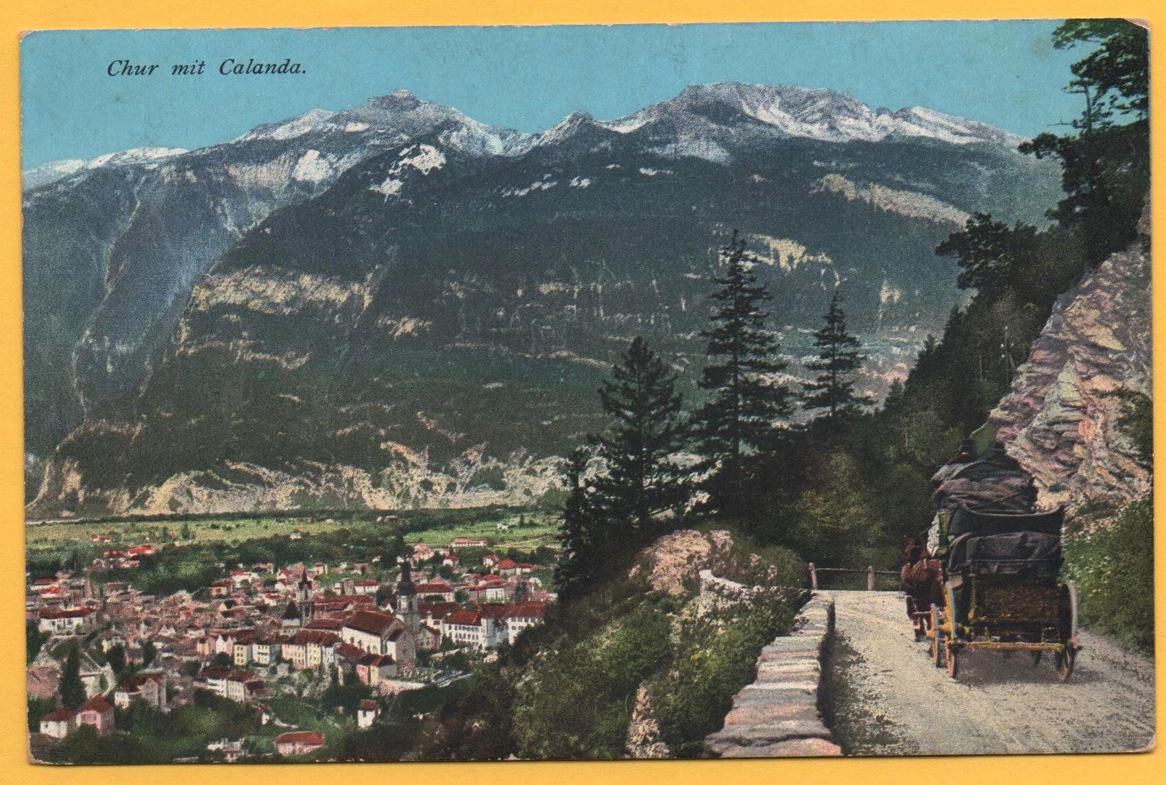 Cartoline postali: CHUR mit Calanda, Schanfiggerstrasse mit Kutsche – Nuovo (secondo la descrizione) da Jona venduto da philajona