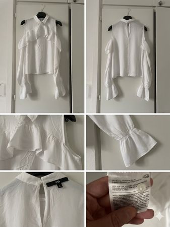 Chemisier blanc C&A, épaules dénudées, taille S