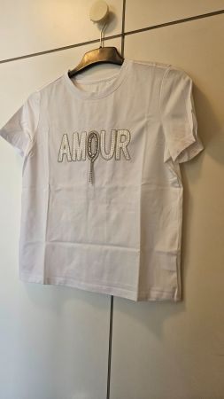 T-shirt bianca Amour misto cotone tg.M