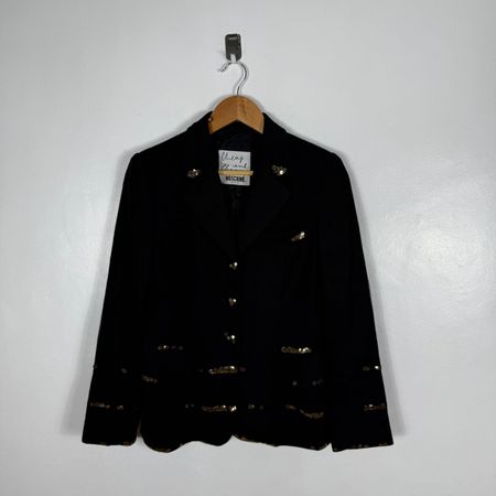 Blazer Moschino Noir Doré Sequins - M #P96