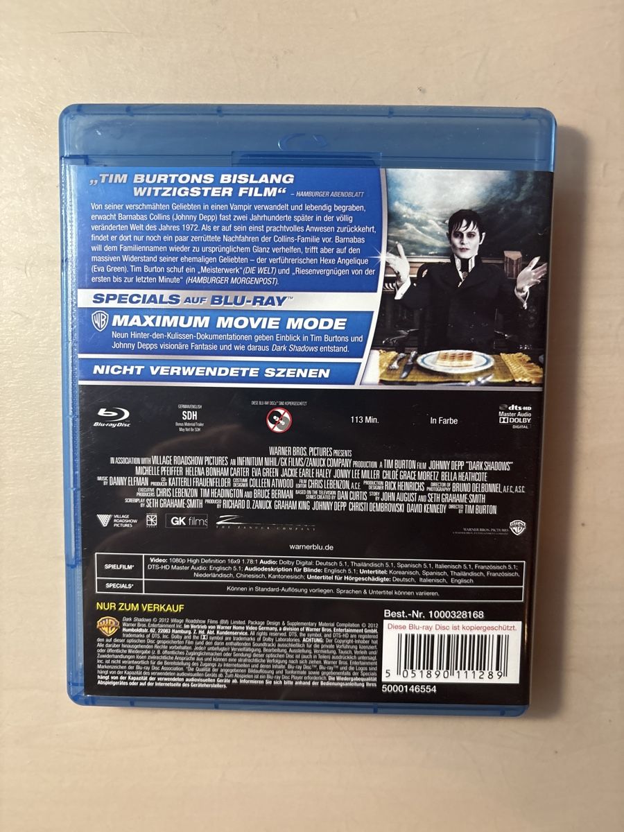 Tutti i DVDs: Dark Shadows Blu-ray mit Johnny Depp - Gruselspass pur! – Usato da Ruswil venduto da Slivio_ 1