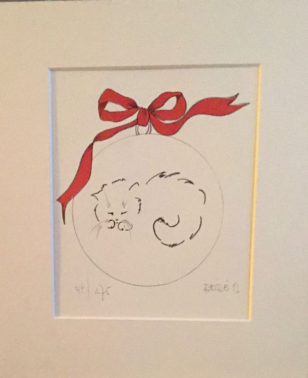 De De Moser Katze Lithographie  signiert 2