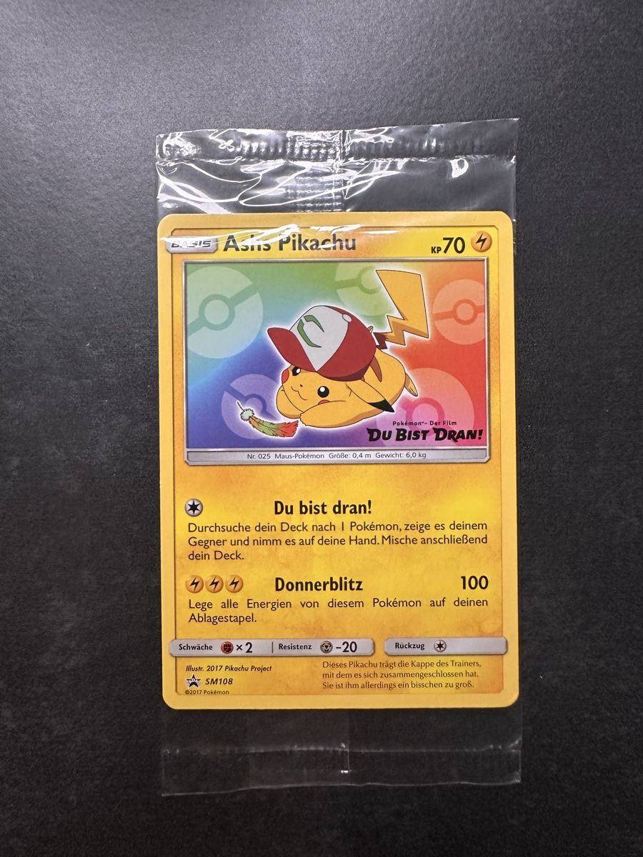 Pokémon Sammelbilder & Trading cards: Pokémon Ashs Pikachu SM108 Promo DE 2017 – Neu (gemäss Beschreibung) aus Walliswil b.Wangen von Swiss-Trading-Bros