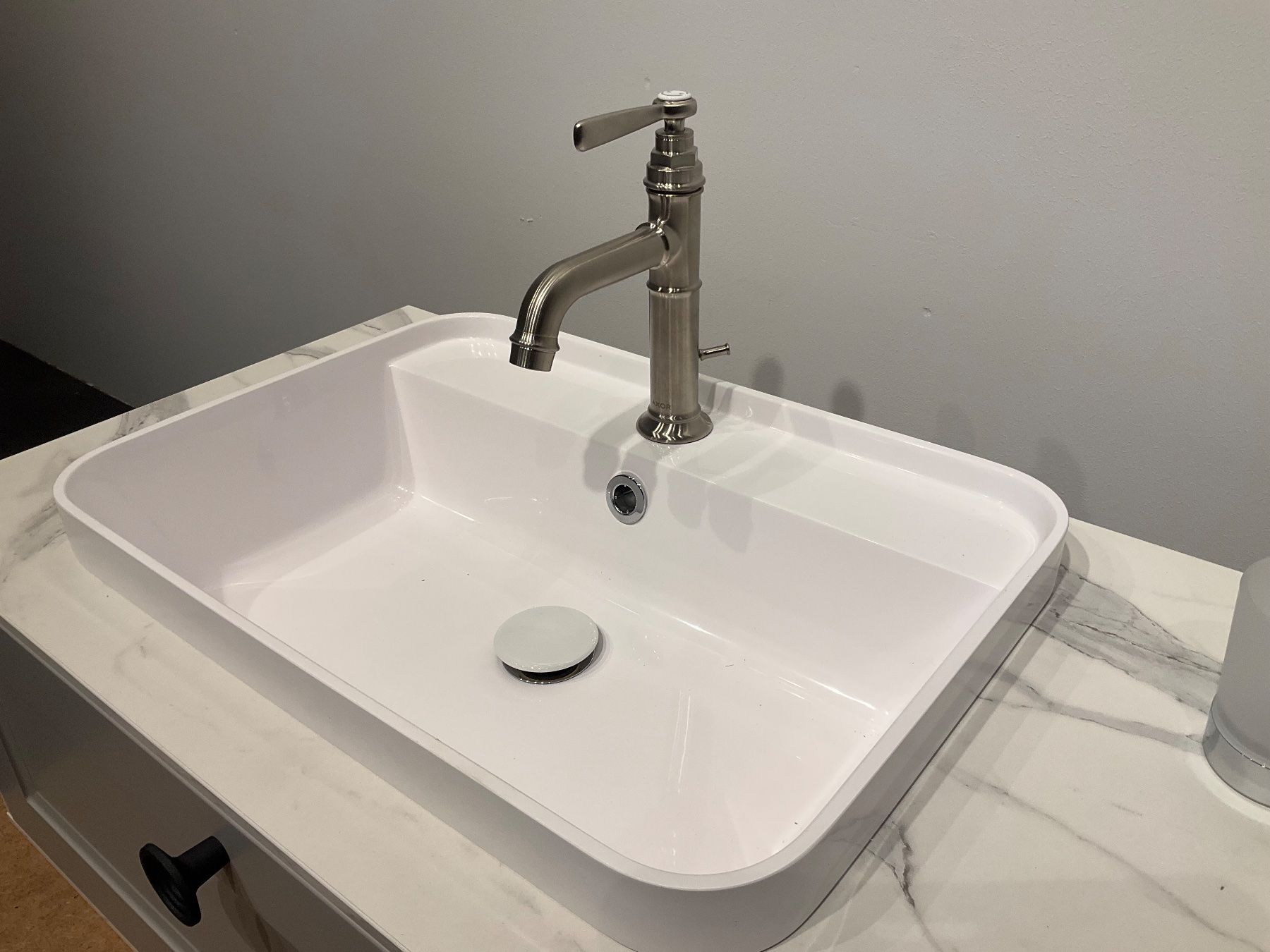 Mobili per bagno: 069 Badmöbelkombination, Steinoptik, grau/weiss, 112cm – Nuovo (secondo la descrizione) da Derendingen venduto da Meisterstuecke 4