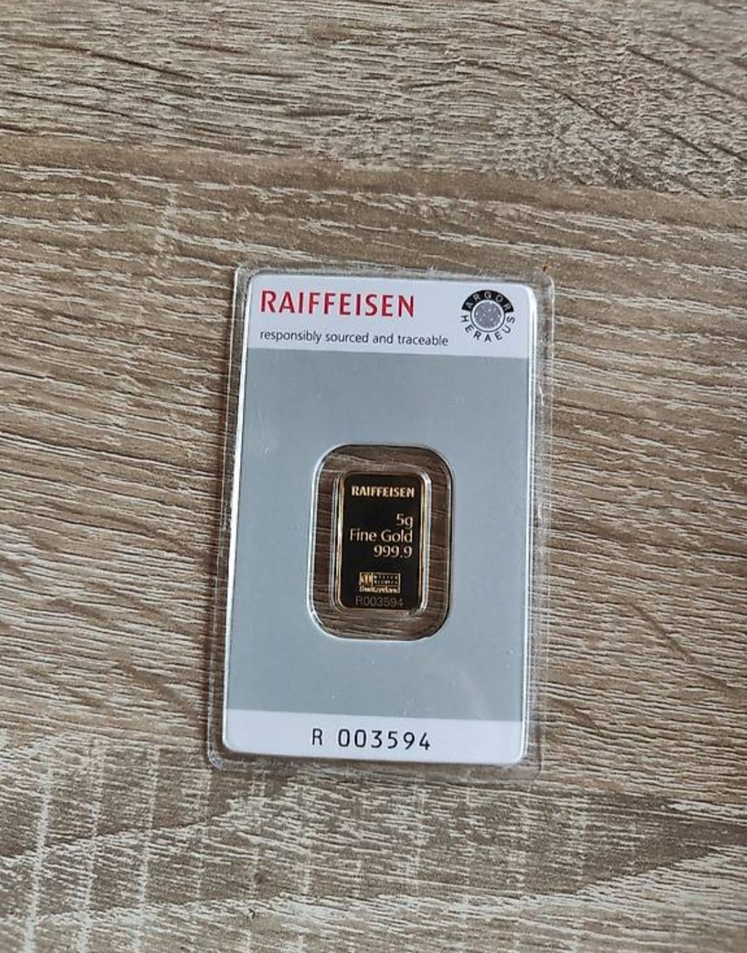 Metalli preziosi: 5g gold or Raiffeisen Kinebar  – Nuovo e nell'imballaggio originale da Geneveys-Coffrane venduto da avena125