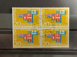 1967 EFTA Flaggen Viererblock Top Stempel