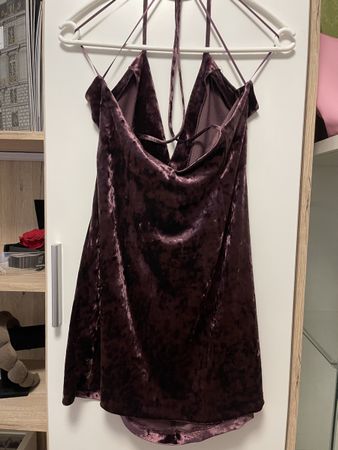 Samt Mini Kleid, Neckholder,