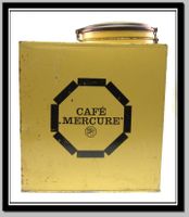 antike Blechdose mit Bakalitdeckel Merkur Kaffee / Café