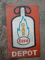 Alte ESSO Gas Depot Werbeschild Rarität Blechschild Top!