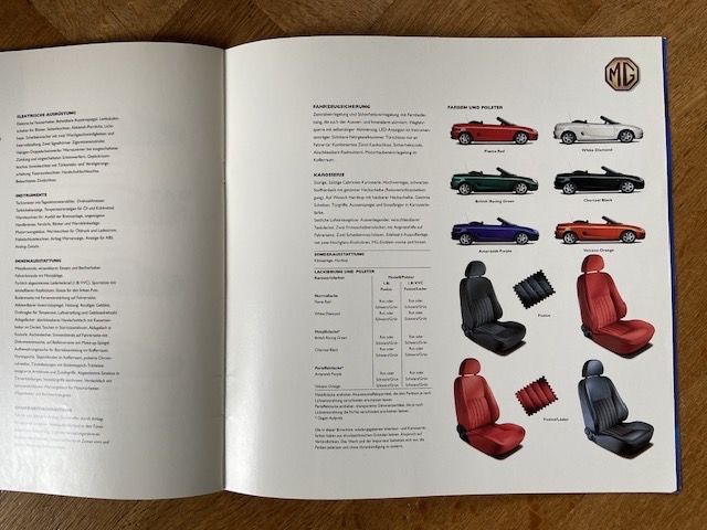 MG Dokumente: MG MGF Prospekt Grossformat deutsch CH Brochure ca 1995 1996 – Gebraucht aus Langenthal von Andreasdavidk 9