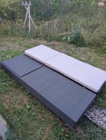 Liegebett Rattanoptik Grau 2er Set mit Auflagen 