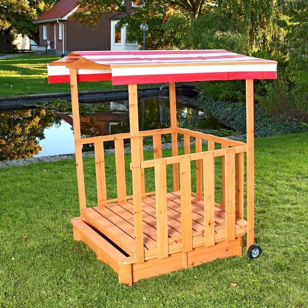 Giocattoli: Sandkasten Holz mit Dach + Veranda rot – Nuovo e nell'imballaggio originale da Bottighofen venduto da zaap 3