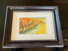Landschaftsbild Aquarelle/schöner alter Holzrahmen